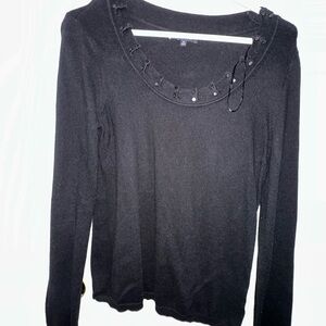 Anne Klein Black Embellished Sweatshirt